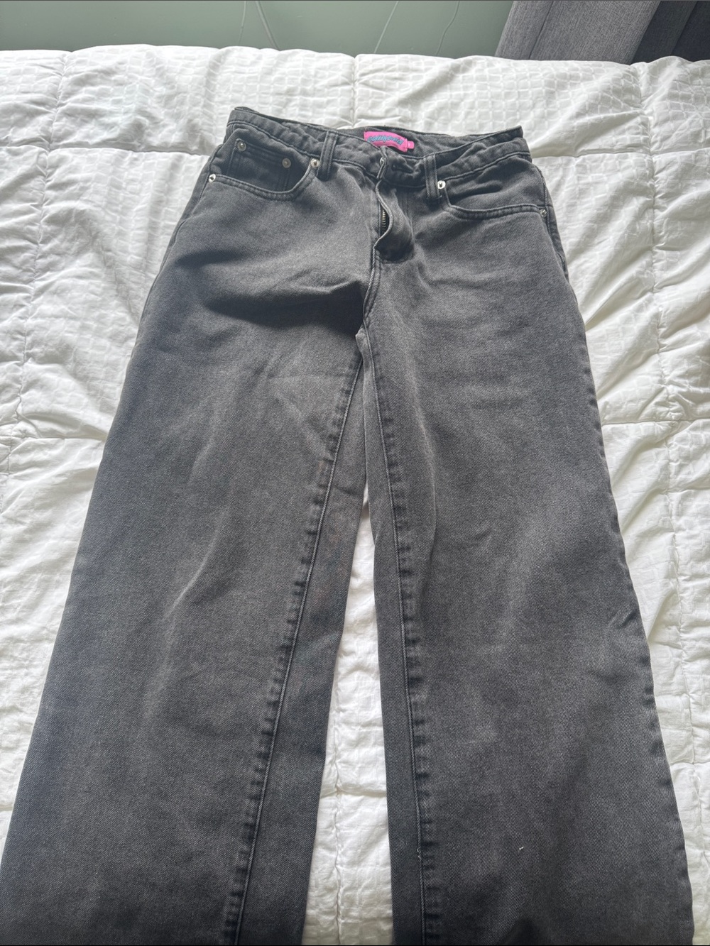 Edikted Washed Black High-Rise Wide Leg Jeans